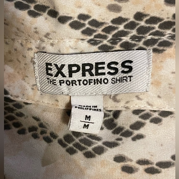 Express The Portofino Shirt Snakeskin Print Size Medium - Picture 3 of 5